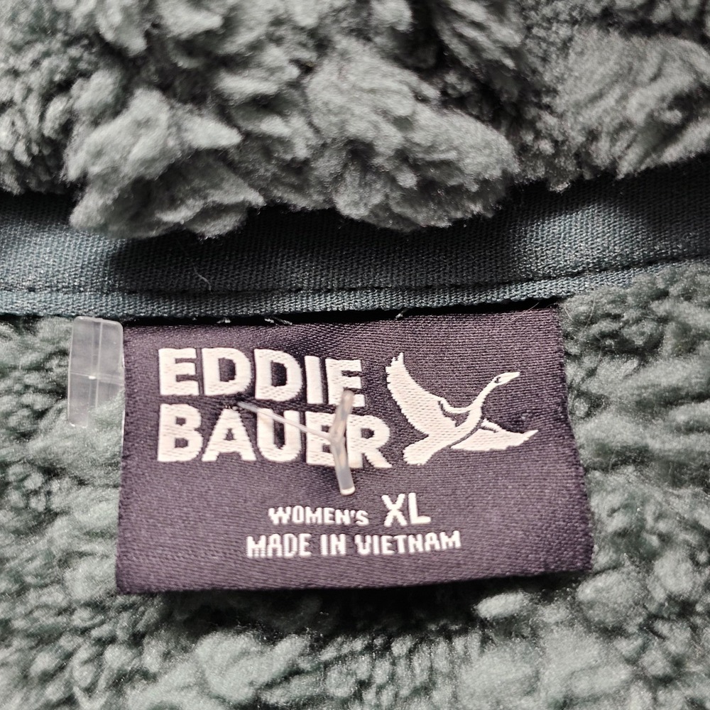 Eddie Bauer Cable Fleece Pullover Womens XL Green C3597380 Mock Neck Sherpa Top - Picture 7 of 11